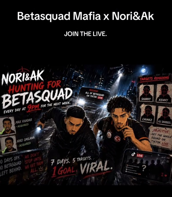 Nori and Ak hunting for Beta Squad poster